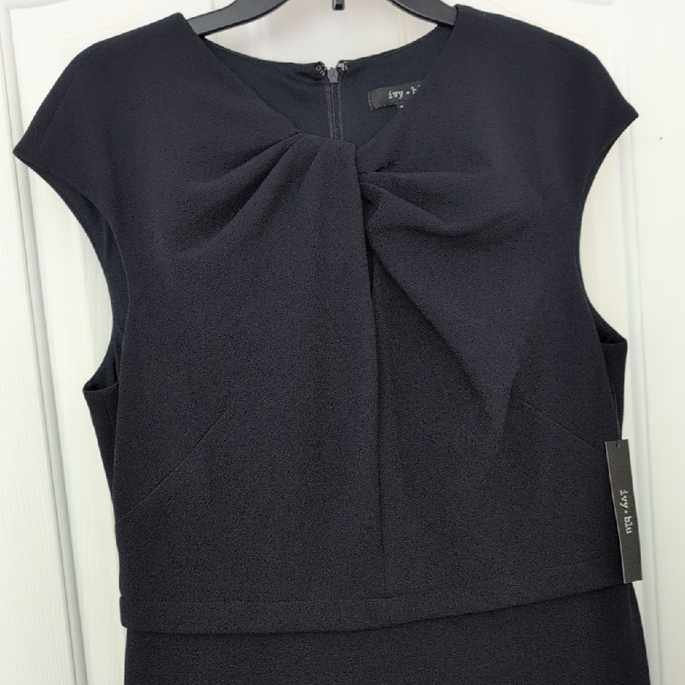 Ivy+Blu Elegant Dark Navy Blue Dress with Bow Detail